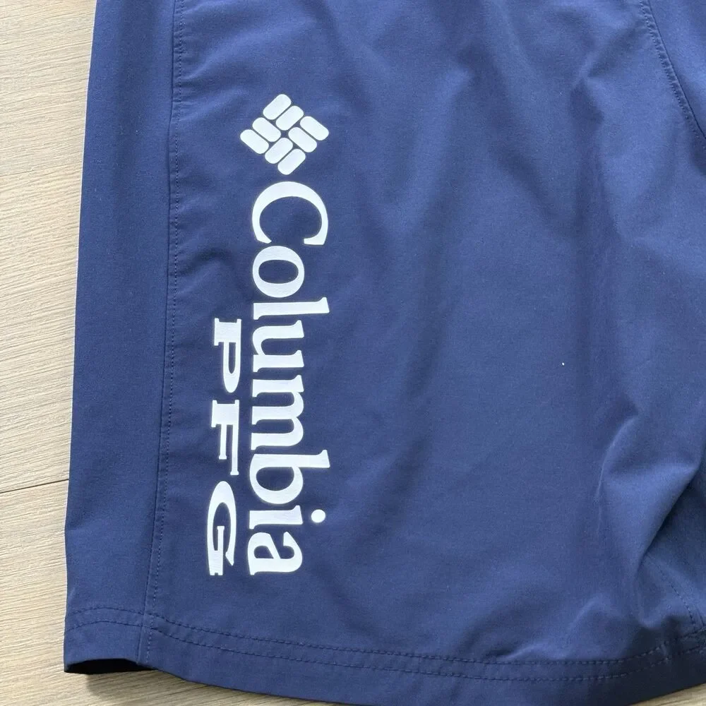 Columbia Shorts Men 34x9 PFG Terminal Tackle Board Shorts Fishing Beach Blue